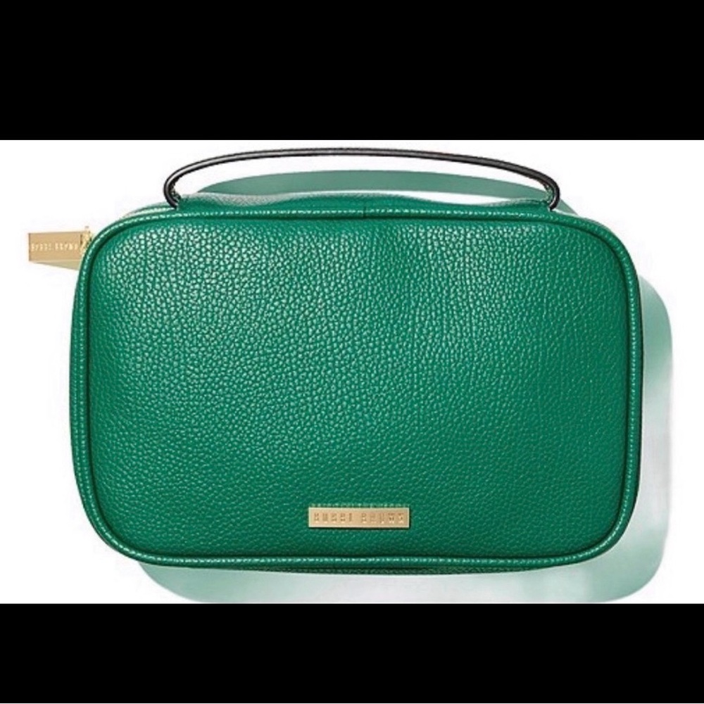 Bobbi Brown Green Pebbled Leather Cosmetic Case